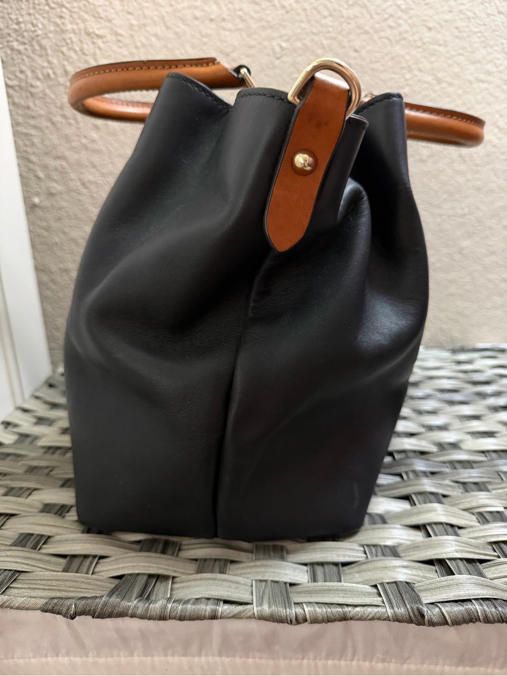 Dooney & Bourke Barlow Black Leather Tote with Brown Trim - Picture 8 of 15